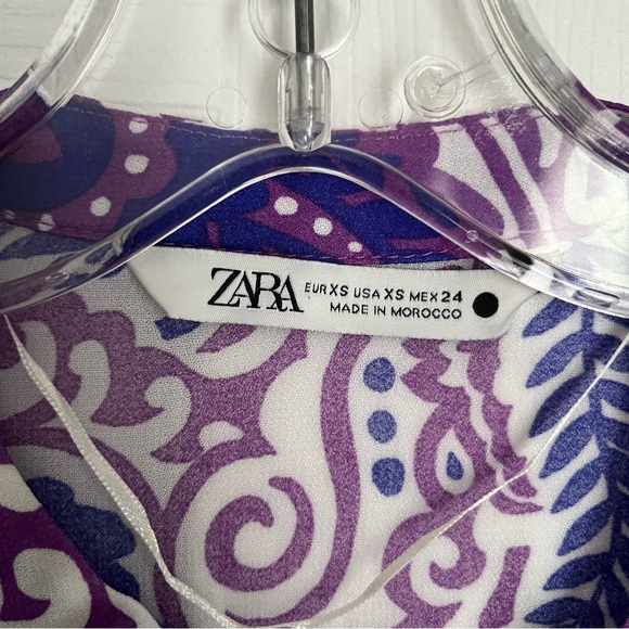 ZARA PURPLE PAISLEY PRINT TOP WITH BEADED CUFFS - Picture 6 of 14
